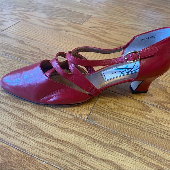 Vintage Ros Hommerson Red Leather Heels Size 9 - Picture 2 of 11